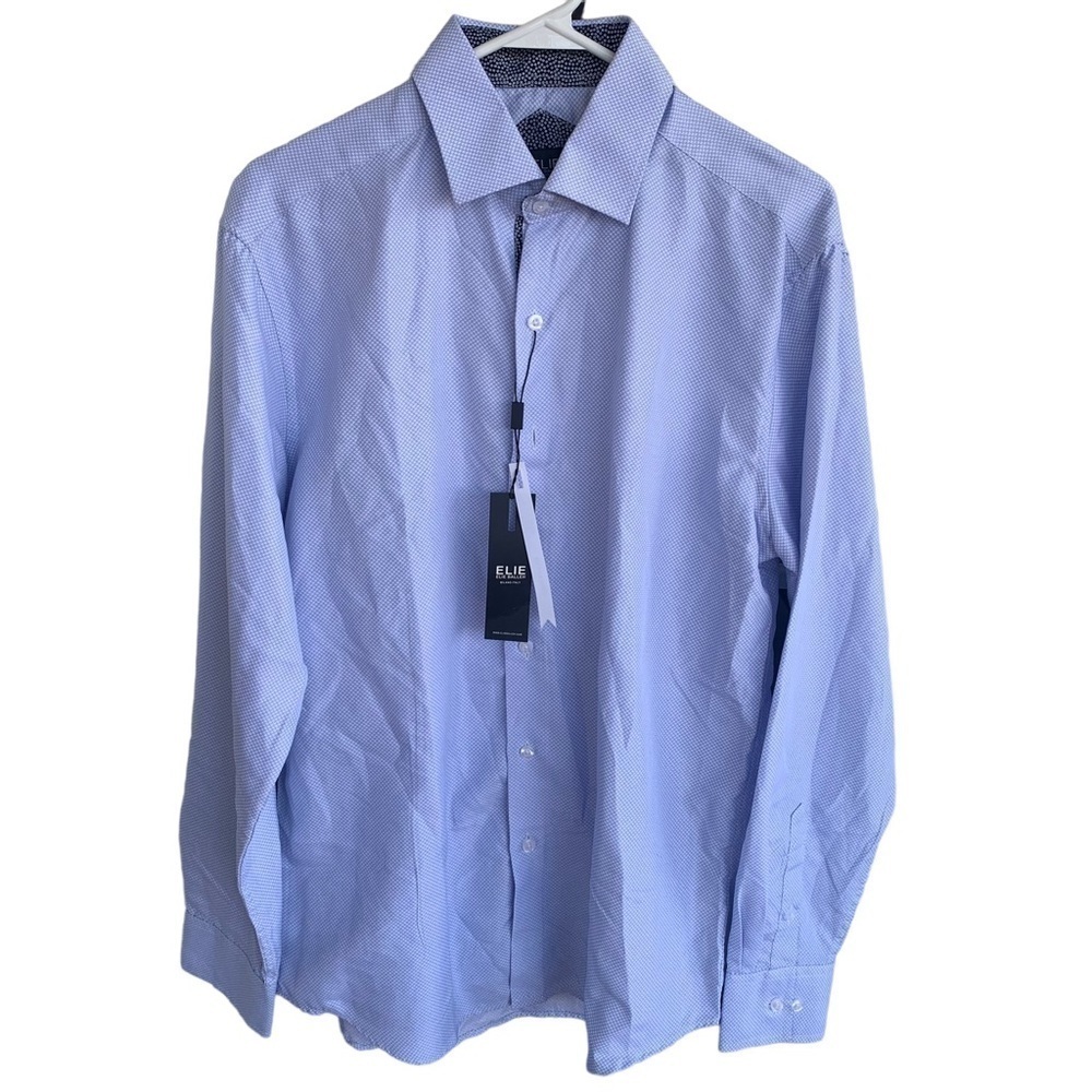 🆕 Mens Elie Balleh Button Down Long Sleeve Shirt Blue Adult Size Medium